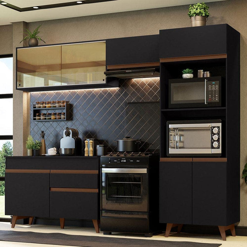 Cozinha Completa Madesa Reims Xc260001 com Armário, Balcão e Tampo - Preto - Gaamerr maniia 