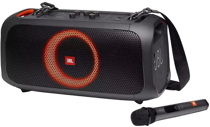 Caixa de Som Portátil Bluetooth JBL PartyBox On-The-Go, Com Microfone Sem Fio e Efeitos de Luzes - JBLPARTYBOXGOBBR2 - Gaamerr maniia 