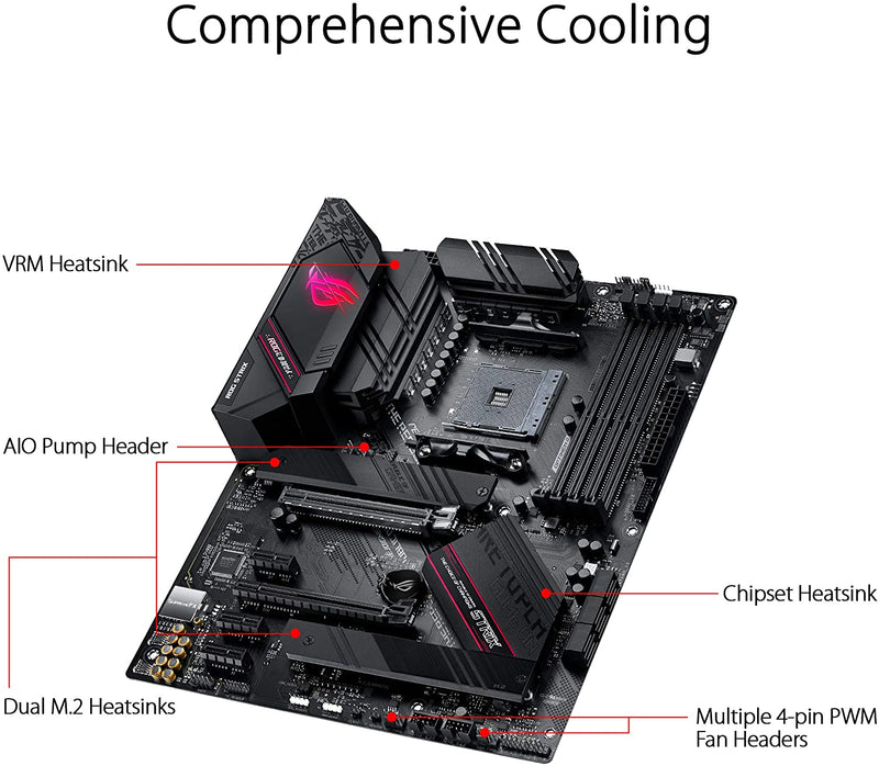 ASUS ROG Strix B550-F Gaming AMD AM4 Zen 3 Ryzen 5000 e 3ª geração Ryzen ATX placa-mãe para jogos (PCIe 4.0, 2,5 GB LAN, BIOS Flashback, HDMI 2.1, Cabeçalho Addressable Gen 2 RGB e Aura Sync) - Gaamerr maniia 