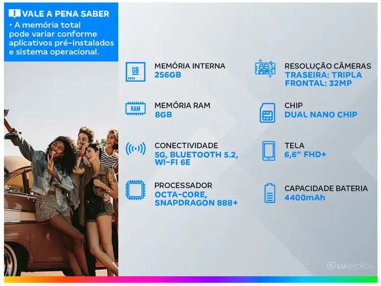 Smartphone Motorola Edge 30 Fusion 256GB Dourado 5G 8GB RAM 6,6” Câm. Tripla + Selfie 32MP