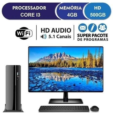 Computador Desktop Completo com Monitor 19.5" HDMI Intel Core i3 4GB HD 500GB Wifi com mouse e teclado EasyPC SlimDesk - Gaamerr maniia 