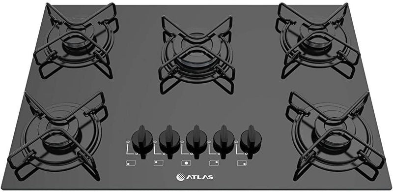 Cooktop à Gás 5 Bocas Atlas Agile Preto com Mega Chama - Gaamerr maniia 
