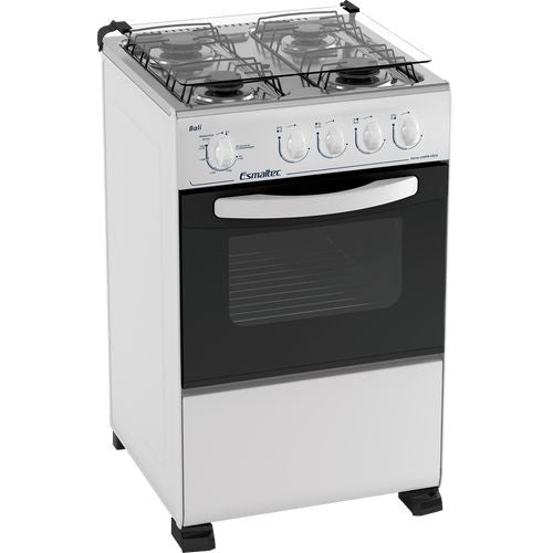 Fogão 4 Bocas de Piso Esmaltec Bali com Forno Limpa Fácil, Branco - 4080 - ofertasbacanassss