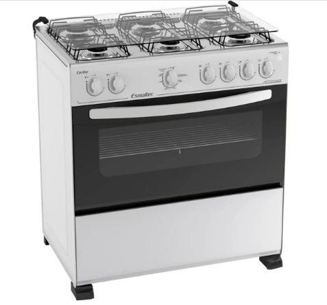 Fogão 6 Bocas Esmaltec Branco - Acendimento Automático Caribe - ofertasbacanassss