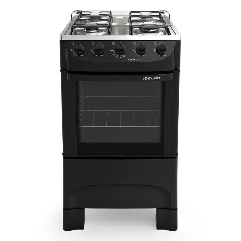 Fogão Mueller 4 Bocas Moderatto Preto Fosco Acendimento Manual - ofertasbacanassss