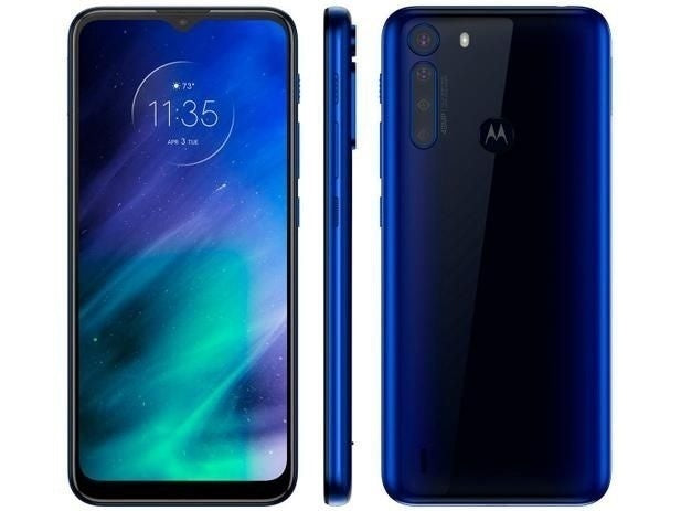 Smartphone Motorola One Fusion 128GB Azul Safira - 4GB RAM Tela 6,5” Câm. Quádrupla + Selfie 8MP - ofertasbacanassss